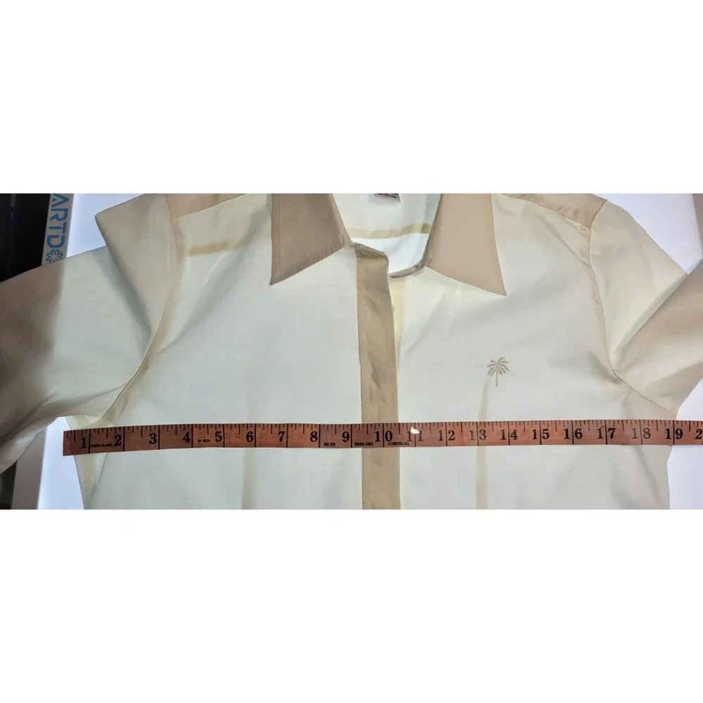Lilly Pulitzer Women’s Beige Button Up Shirt Size 8 Long Sleeve 100% Cotton Blou - Picture 4 of 9